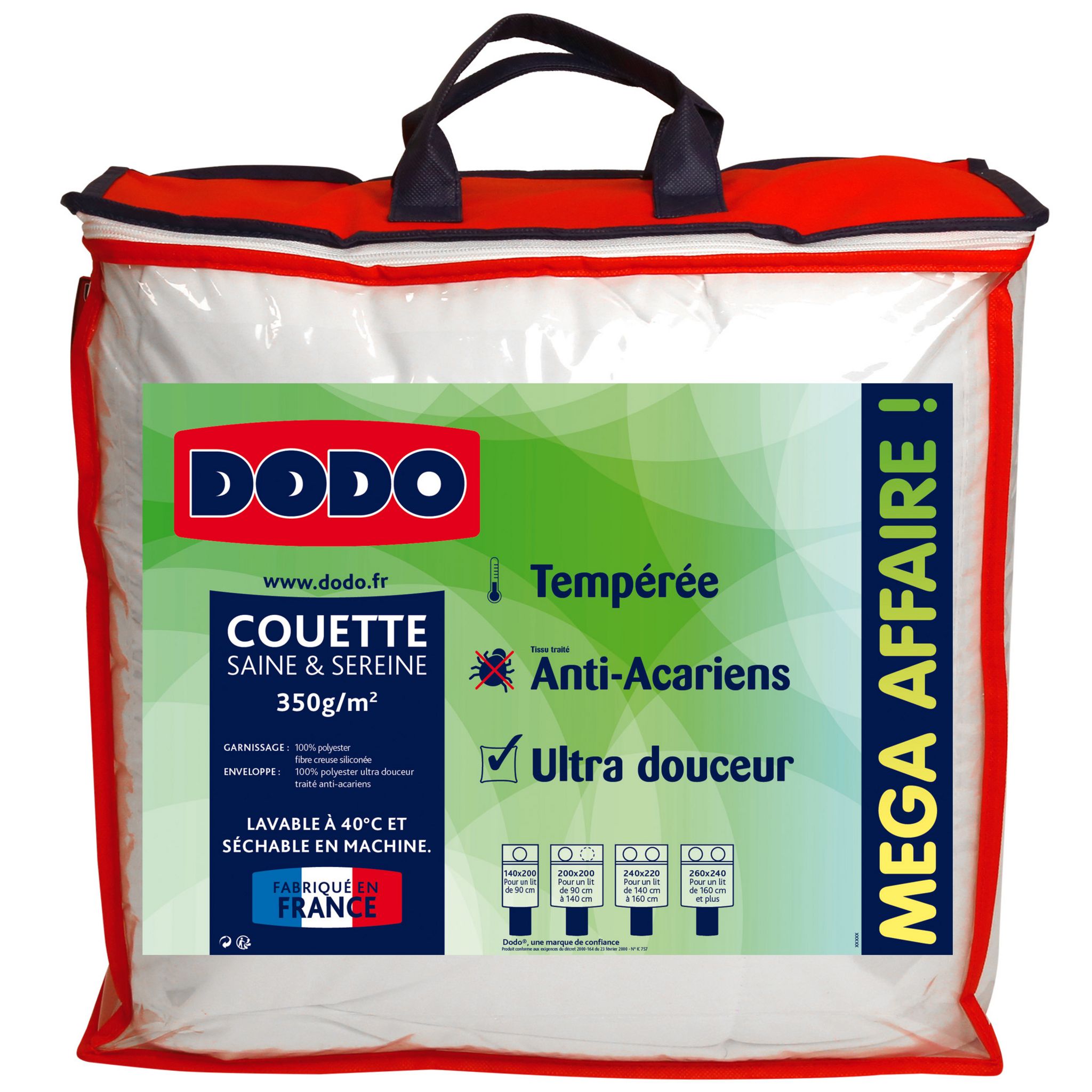 Couette Anti-acariens DODO 240x260 - Protection Punaises De Lit Lavable 40°C