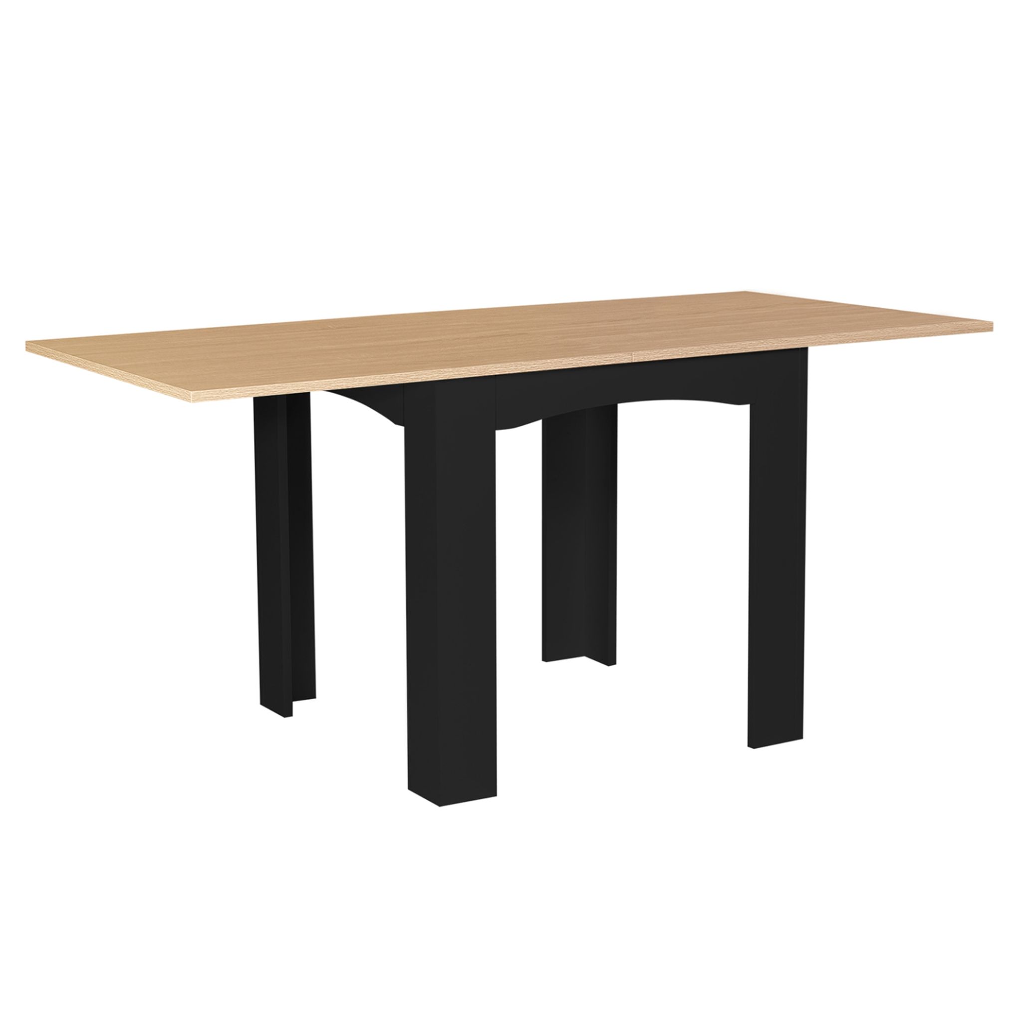 ID MARKET Table à manger extensible rectangle dona 4-8 personnes noire plateau façon hêtre 80-160 cm