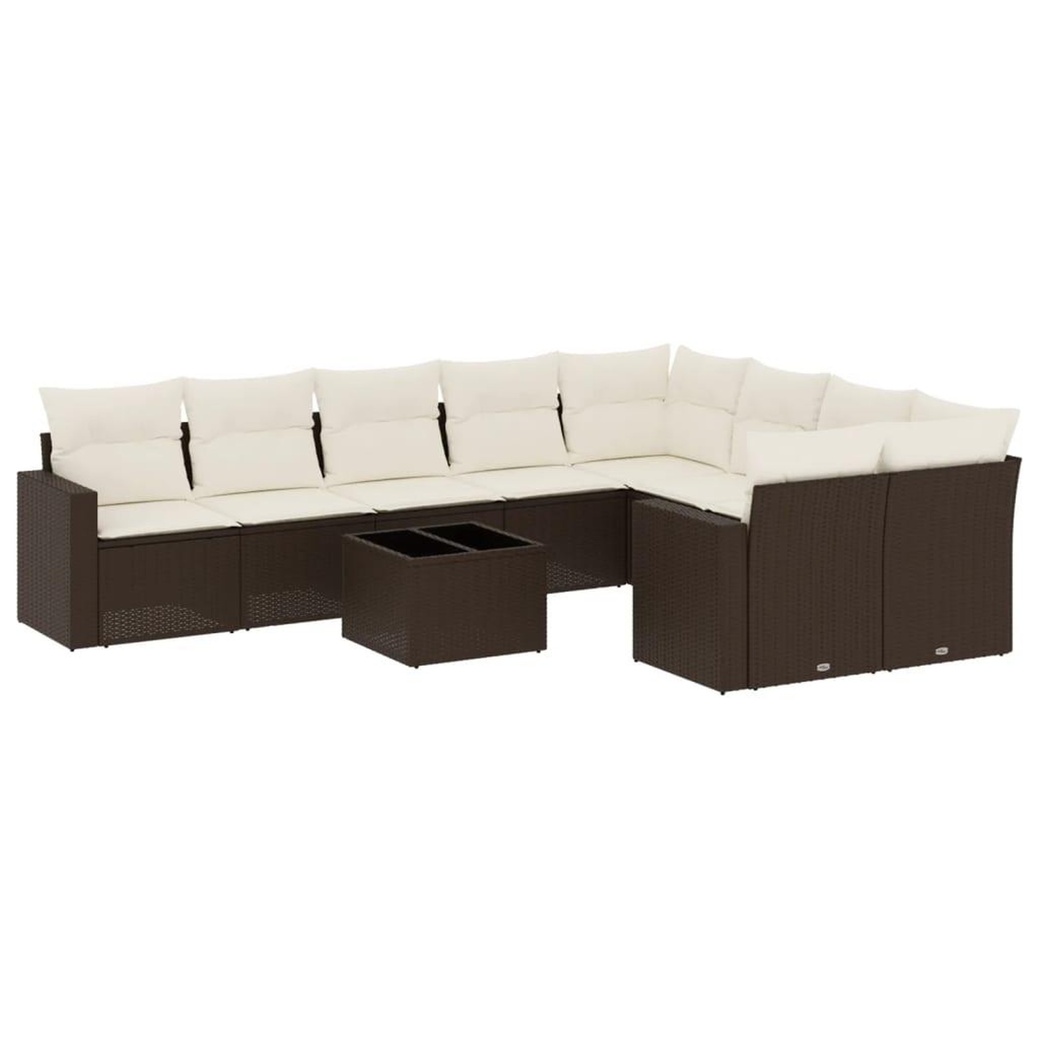 Voir la diapositive 2 : VIDAXL Salon de jardin 10 pcs avec coussins marron resine tressee