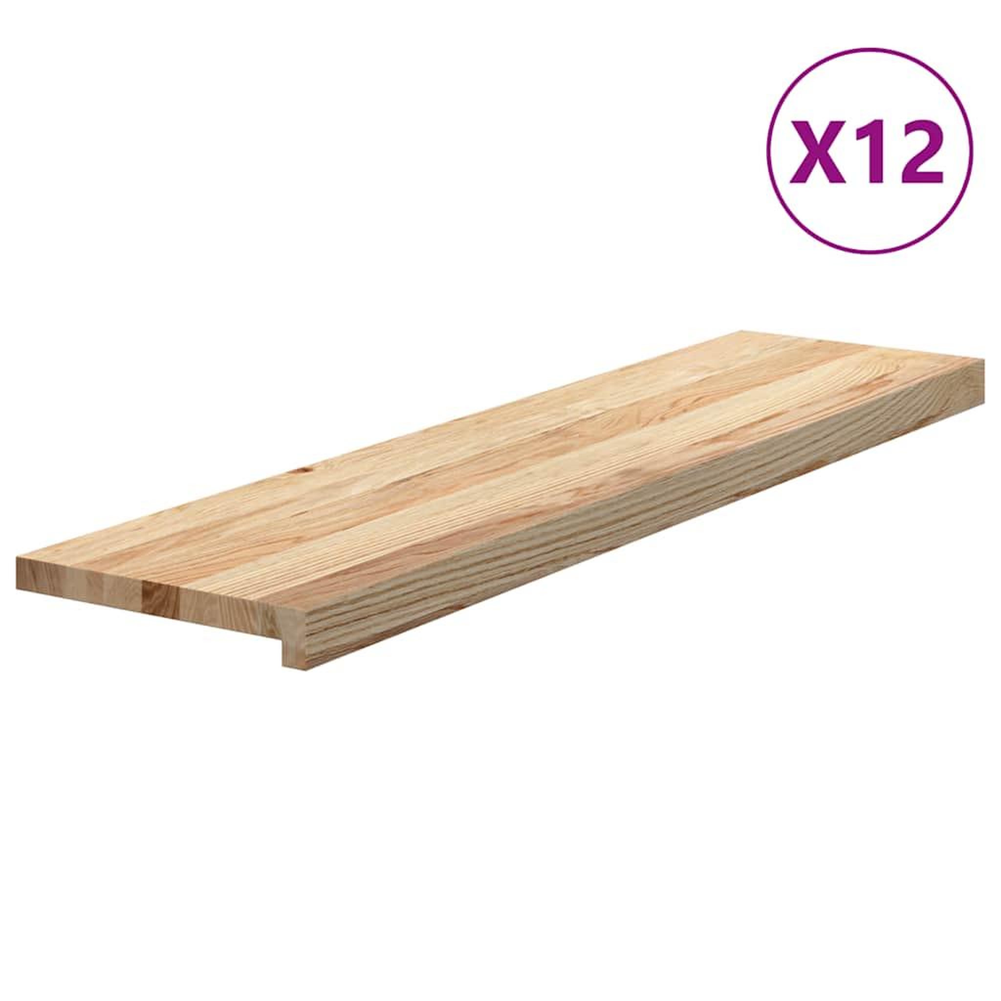 Voir la diapositive 2 : VIDAXL Marches d'escalier 12 pcs non traite bois de chene massif