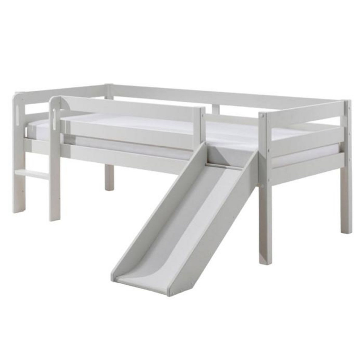 Paris Prix Lit Enfant Surélevé & Toboggan  Pino  90x200cm Blanc