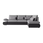LOUNGITUDE Canapé d'angle réversible convertible SEVARA 4 places - PU et tissu Gris - Coffre de rangement - L267 x P200 x H90 cm