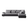 Voir la diapositive 1 : LOUNGITUDE Canapé d'angle réversible convertible SEVARA 4 places - PU et tissu Gris - Coffre de rangement - L267 x P200 x H90 cm