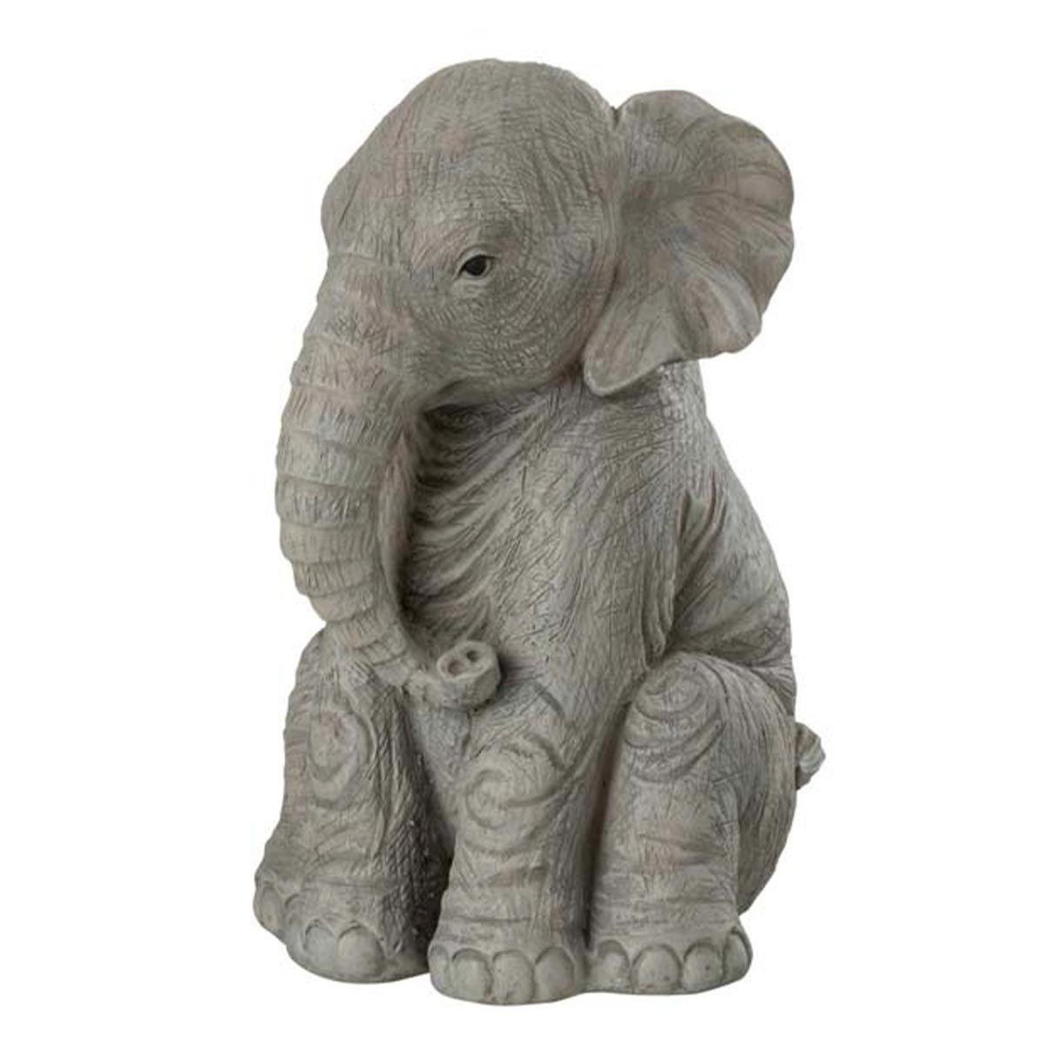 Voir la diapositive 2 : J-LINE Statuette déco  éléphant assis  24cm gris