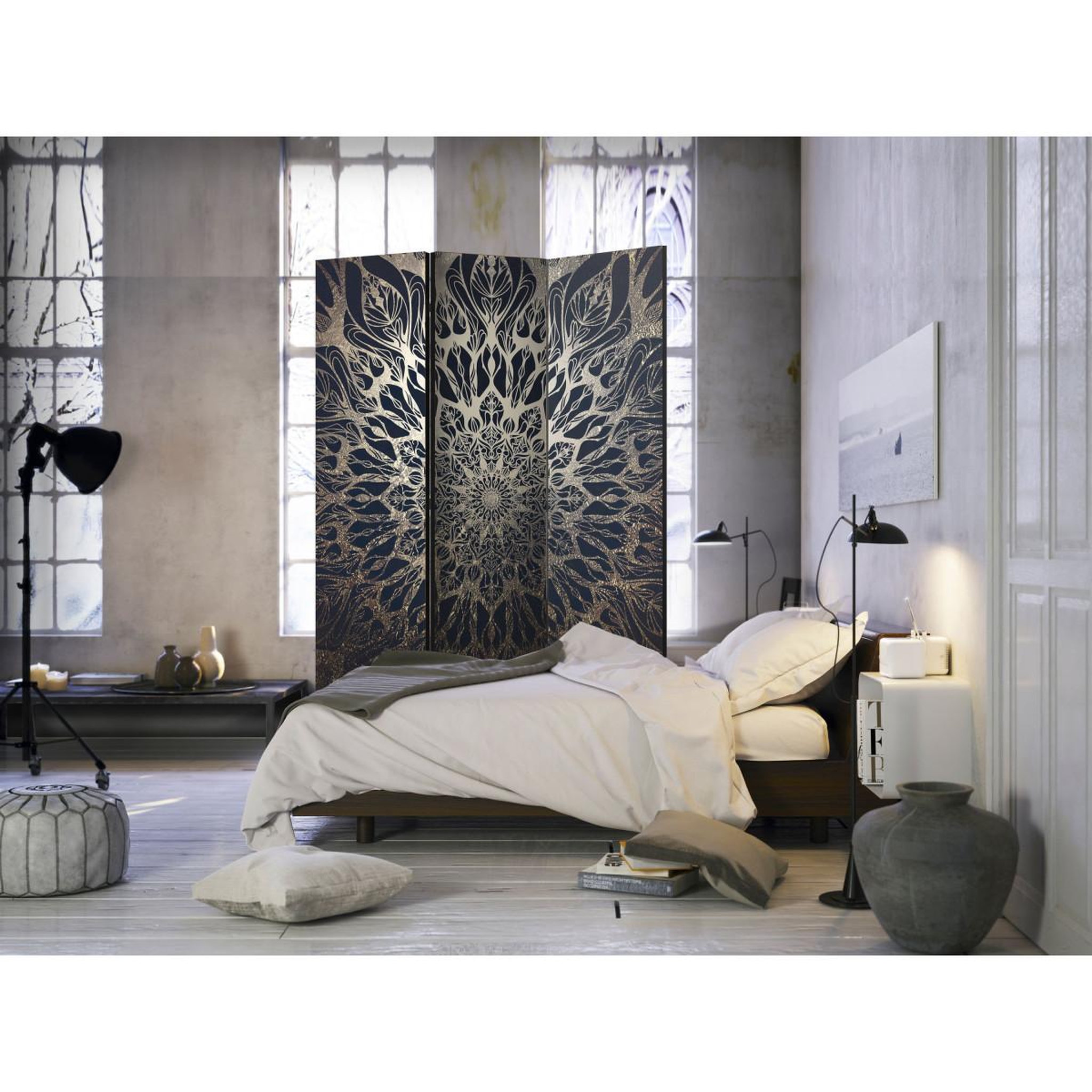 Voir la diapositive 2 : Paris Prix Paravent 3 volets  spider web brown  135x172cm