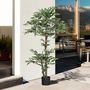 Voir la diapositive 4 : OUTSUNNY Plante artificielle ficus H.1,5 m troncs branches liane lichen feuilles grand réalisme pot inclus