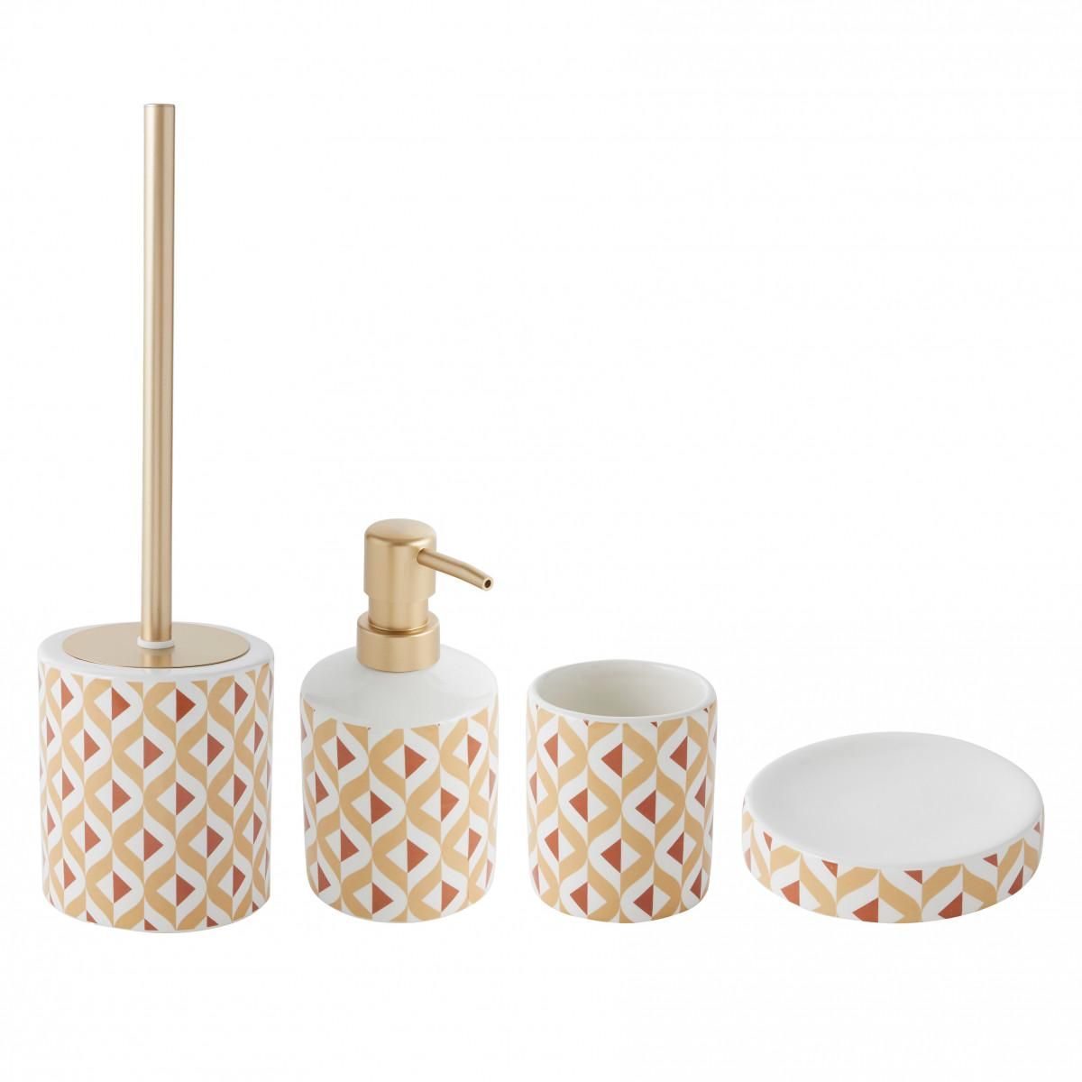 GUY LEVASSEUR Set salle de bain 4 pièces céramique marron