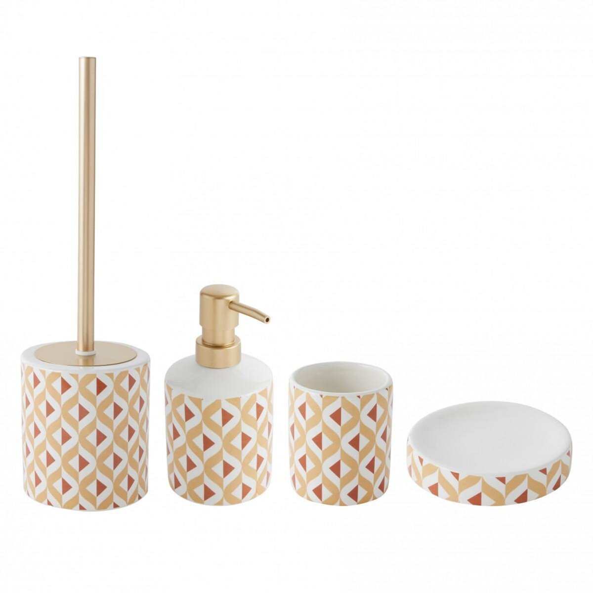 GUY LEVASSEUR Set salle de bain 4 pièces céramique marron