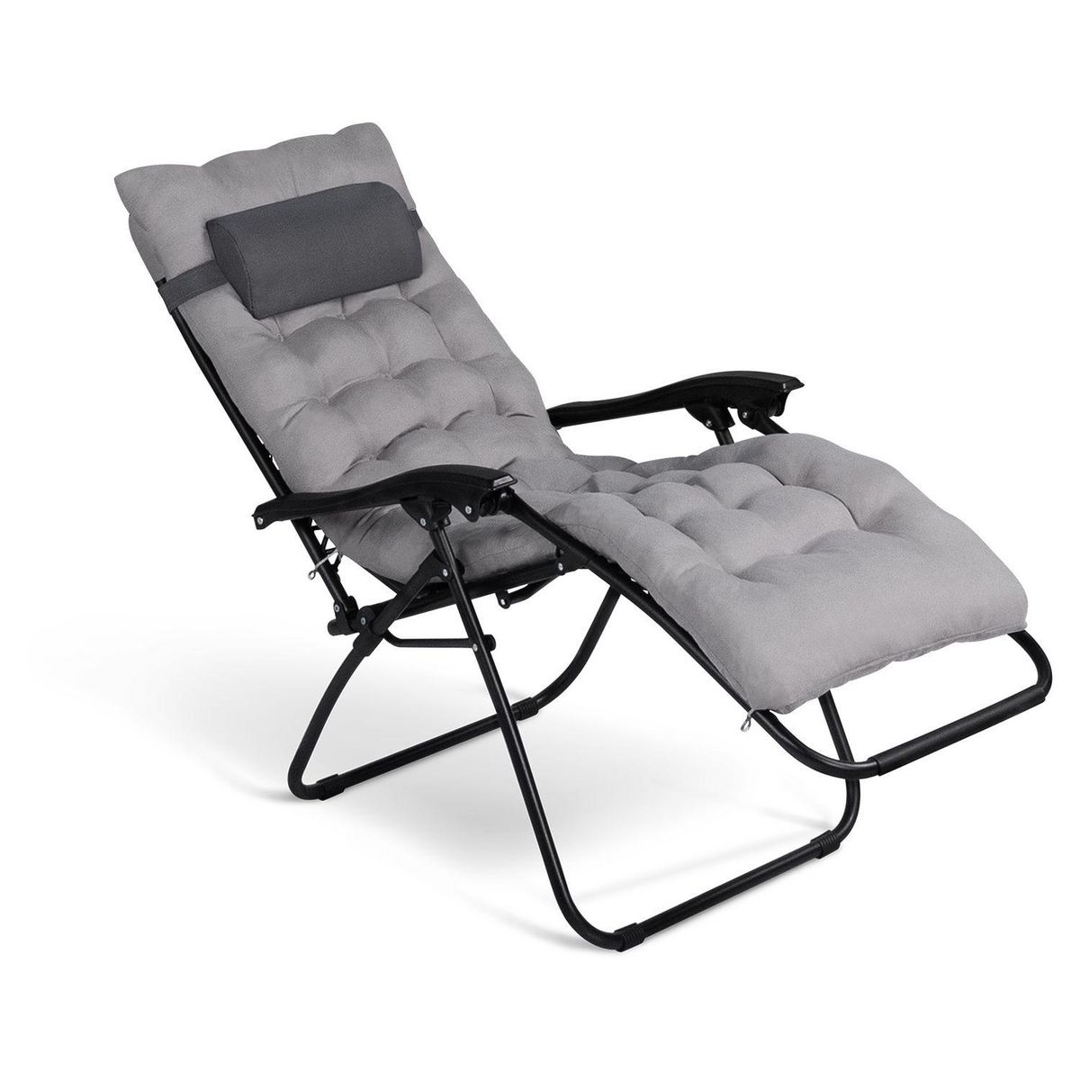 Inkazen Fauteuils de jardin Relax avec coussin gris anthracite  - Lot de 2
