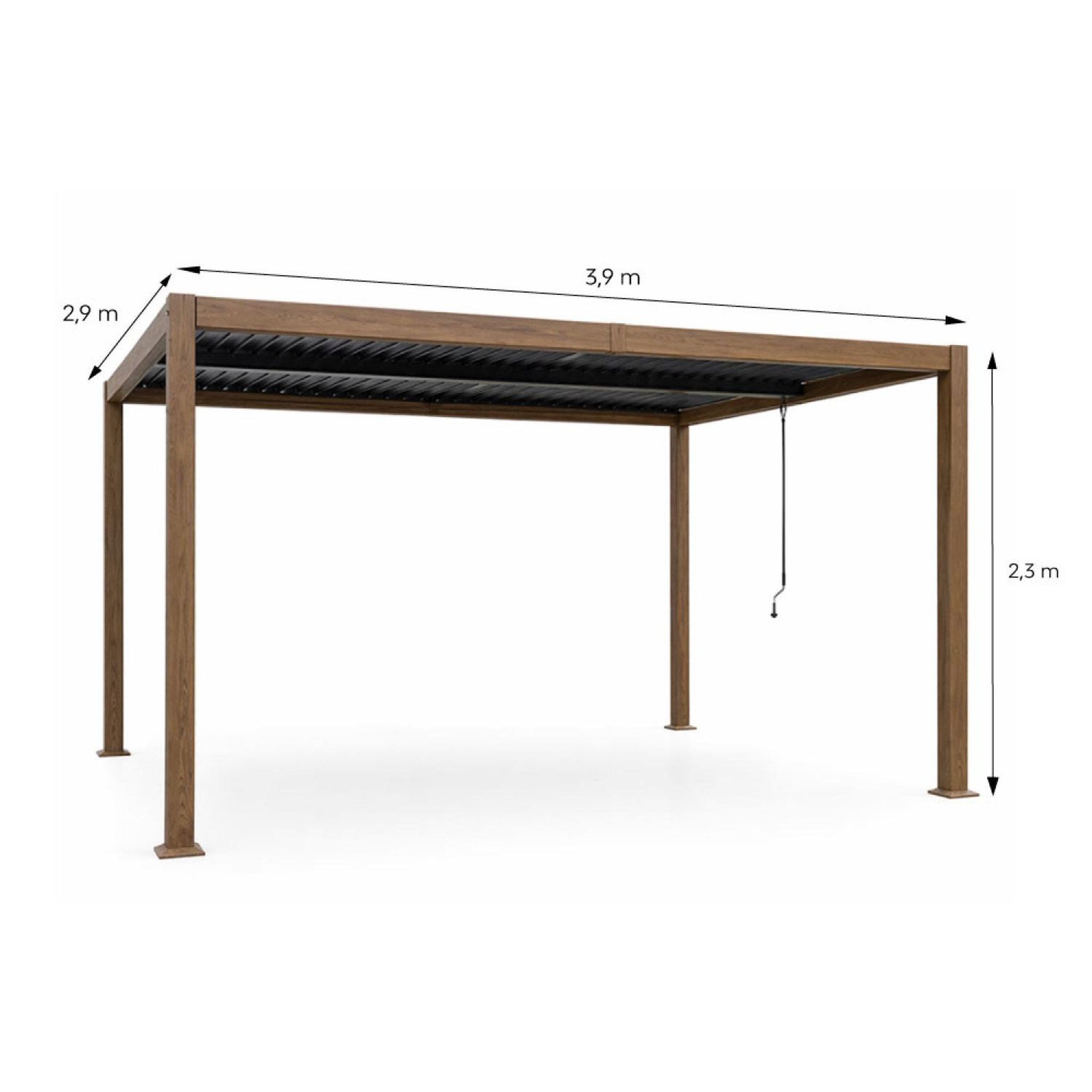 Voir la diapositive 3 : CONCEPT USINE Pergola bioclimatique 4x3m structure aluminium lames orientables effet bois corfu