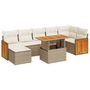 Voir la diapositive 2 : VIDAXL Salon de jardin avec coussins 8 pcs beige resine tressee acacia