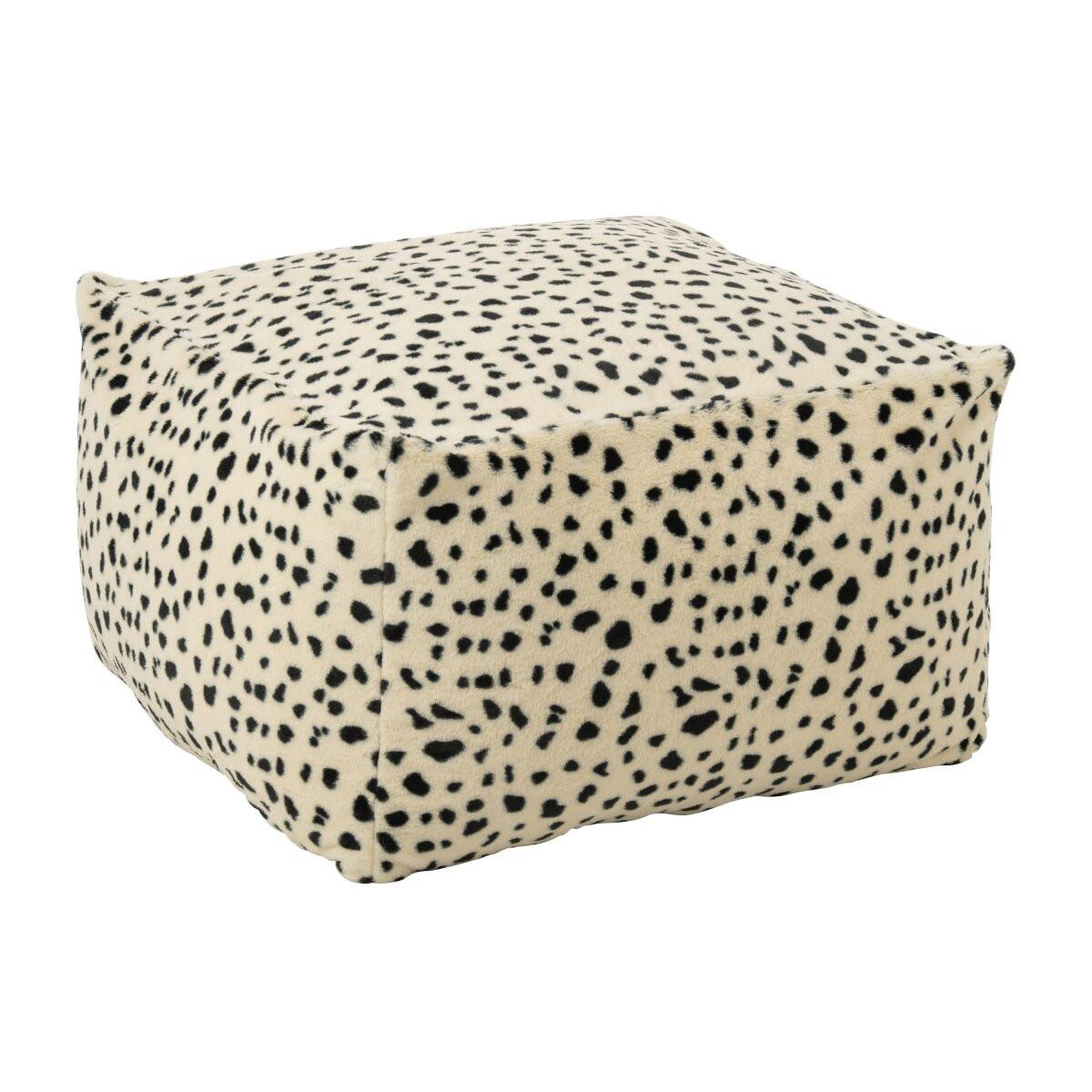 J-LINE Pouf Carré Dalmatien  Ulf  70cm Blanc & Noir