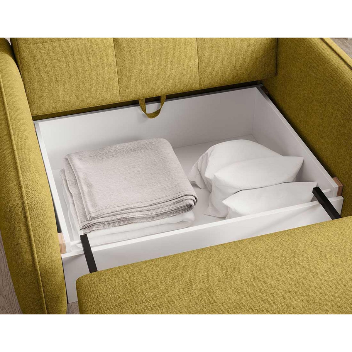 BEST MOBILIER Michelle - fauteuil convertible avec coffre en velours