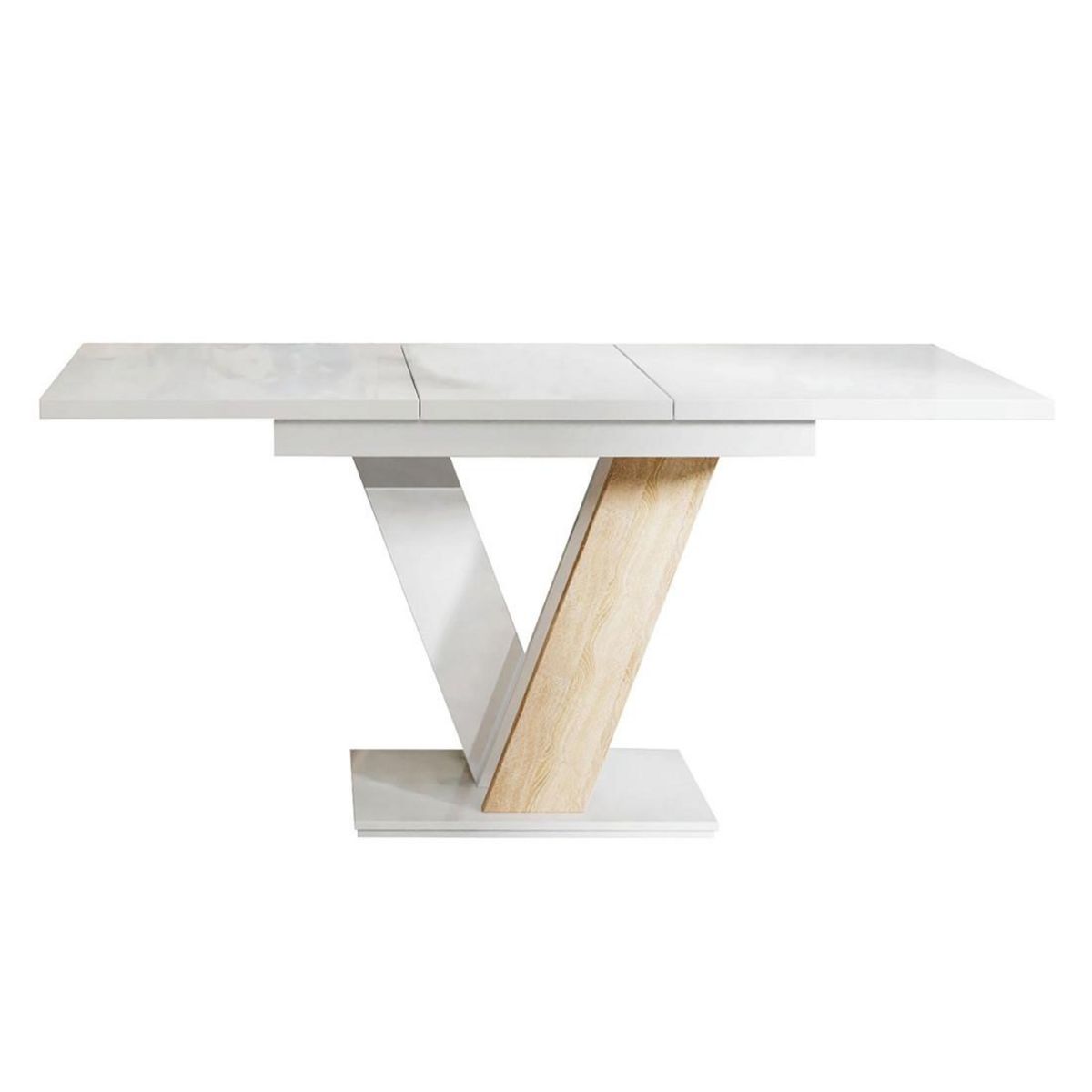 BEST MOBILIER Xandriel - table à manger extensible - blanc et chêne clair - 4 à 6 personnes