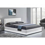 Voir la diapositive 2 : CONCEPT USINE Structure de lit LED avec rangements 140 x 190 cm blanc NEWYORK