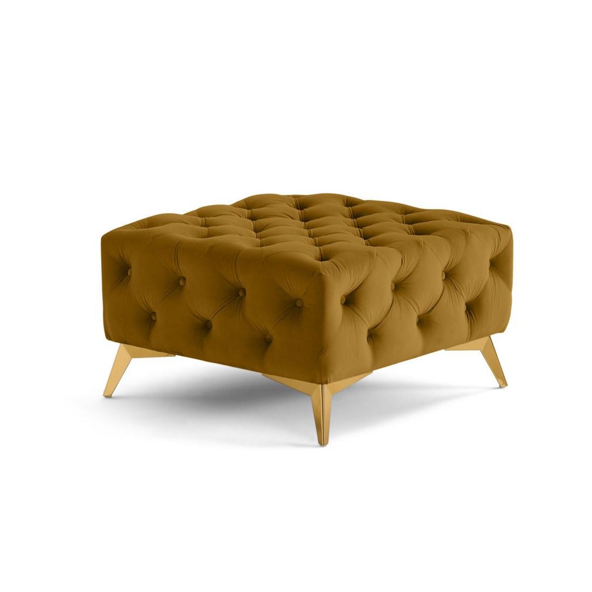 LISA DESIGN Camden - pouf chesterfield en velours - pieds en métal doré
