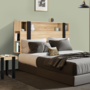Voir la diapositive 2 : ID MARKET Tête de lit sur pied PHOENIX 160 cm avec rangements bois et noir