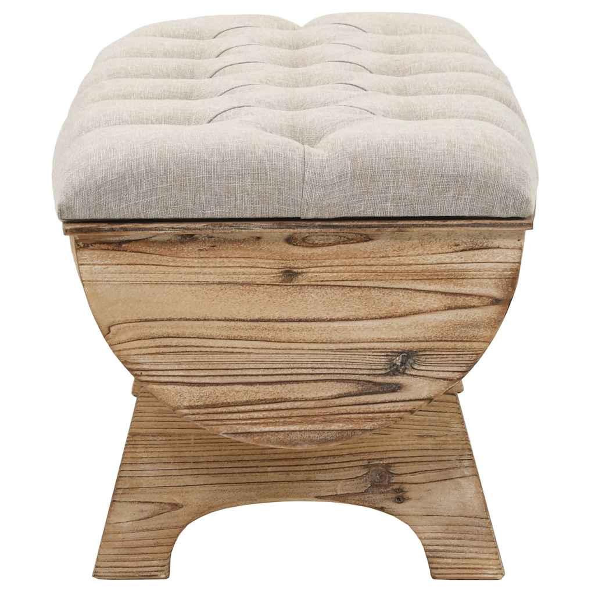 Voir la diapositive 5 : VIDAXL Banc de rangement bois massif et tissu 103 x 51 x 44 cm