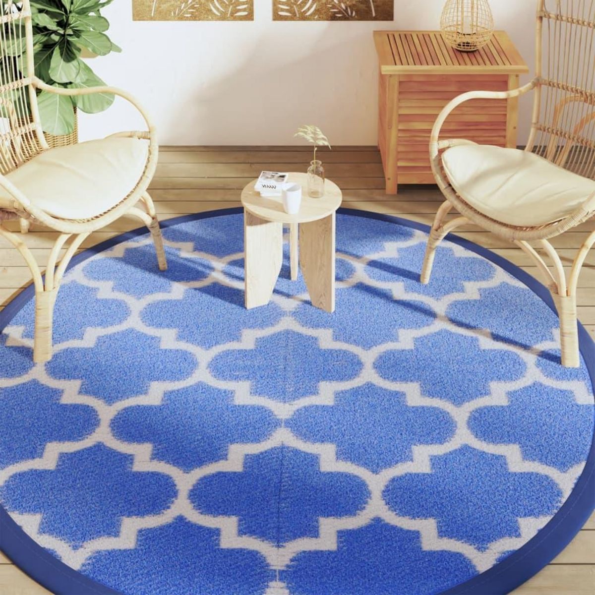 VIDAXL Tapis d'exterieur ARAKIL bleu Ø200 cm PP