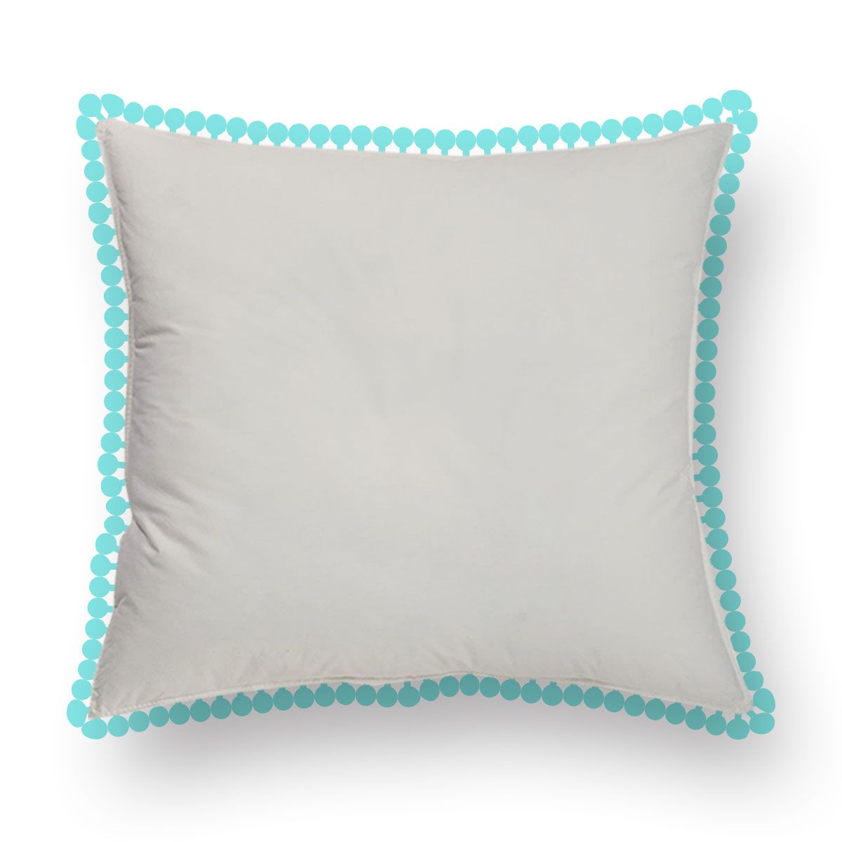 Coussin carré coton uni avec pompons MOSAICHIC