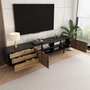 Voir la diapositive 5 : MERAX Meuble tv noir+naturel 180 cm mdf