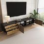 Voir la diapositive 5 : MERAX Meuble tv noir+naturel 180 cm mdf