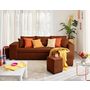 Voir la diapositive 1 : BEST MOBILIER California - canapé d'angle réversible 4 places - convertible avec coffre, étagère et poufs - en velours texturé
