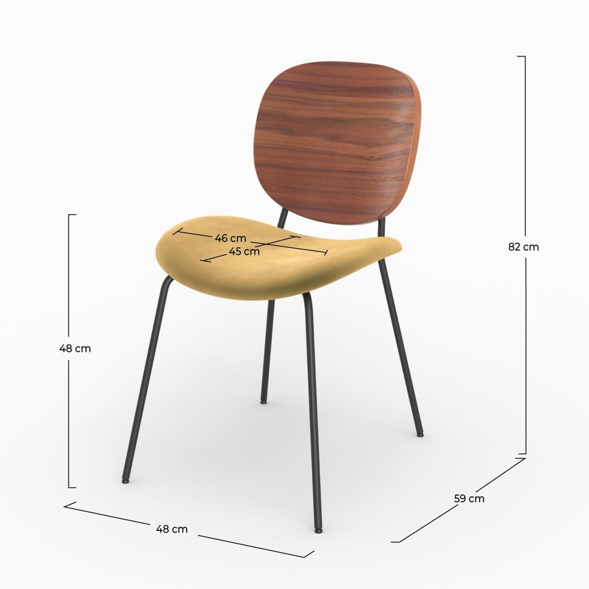 Rendez vous déco Lot de 2 chaises en velours jaune moutarde - Simone