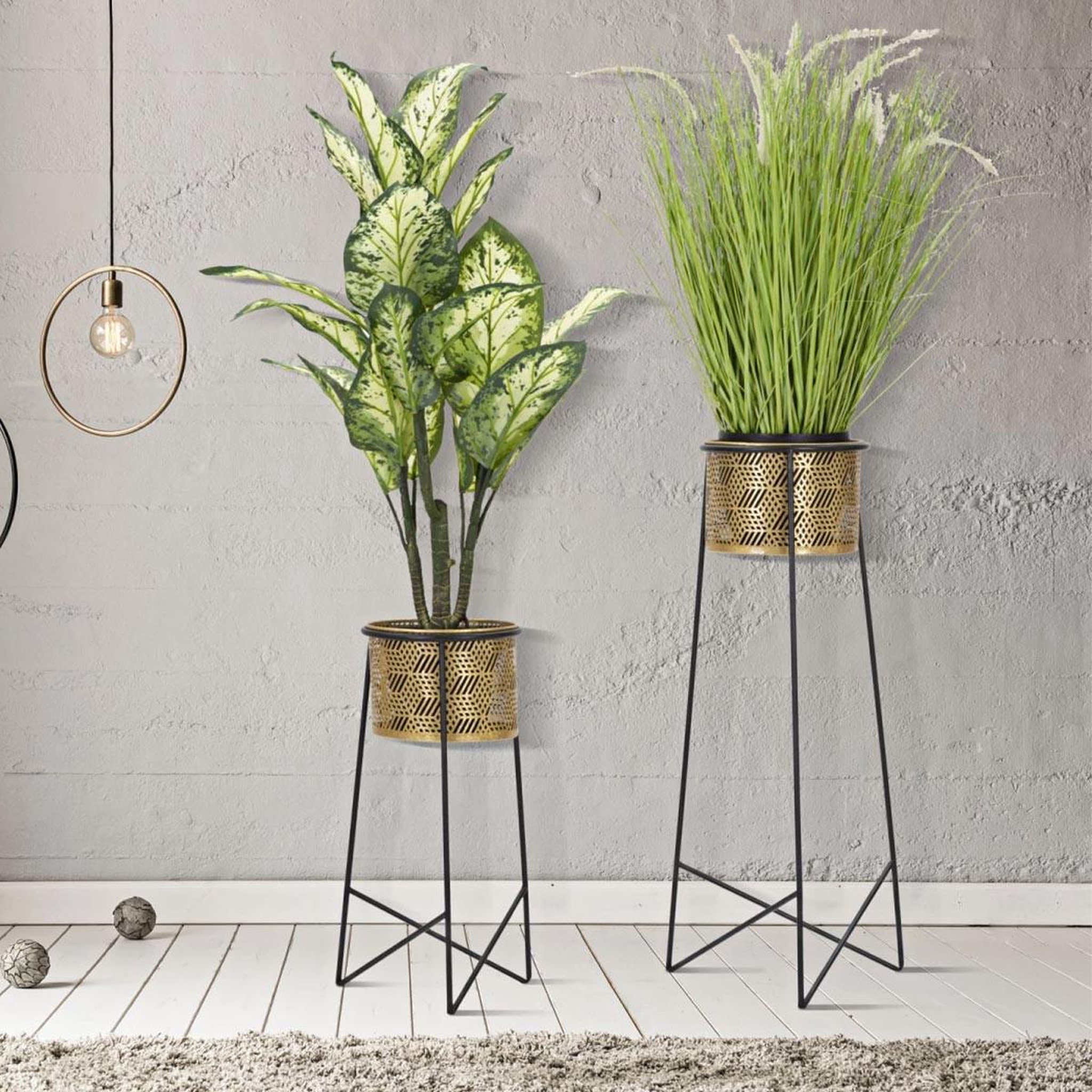 Voir la diapositive 5 : Paris Prix Lot de 2 cache-pots en métal  exy  76cm or