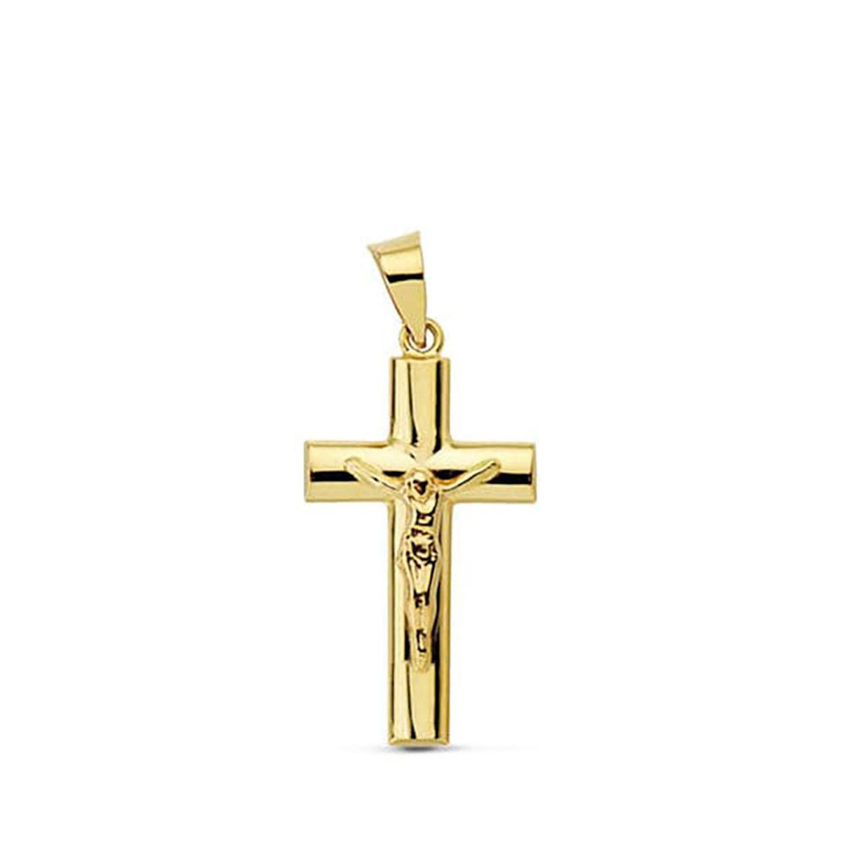 L'ATELIER D'AZUR Pendentif  - Médaille Christ sur la Croix Or 18 Carats 750 Jaune - Chaine Offerte