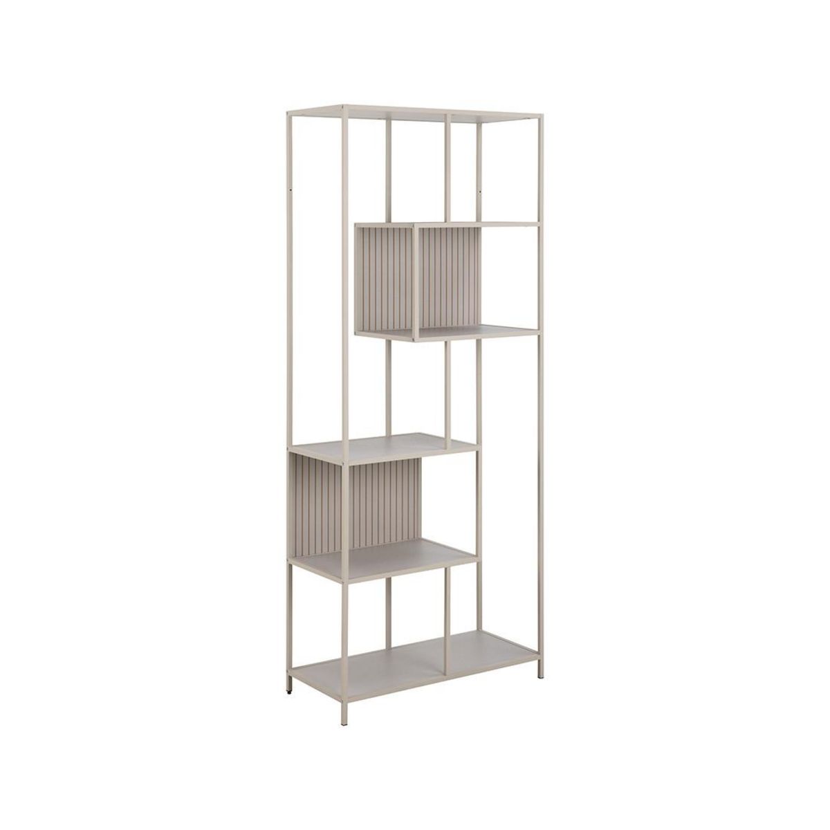 LISA DESIGN Anthea - étagère filaire métal avec plaquage en effet bois blanchi - 77 cm - gris