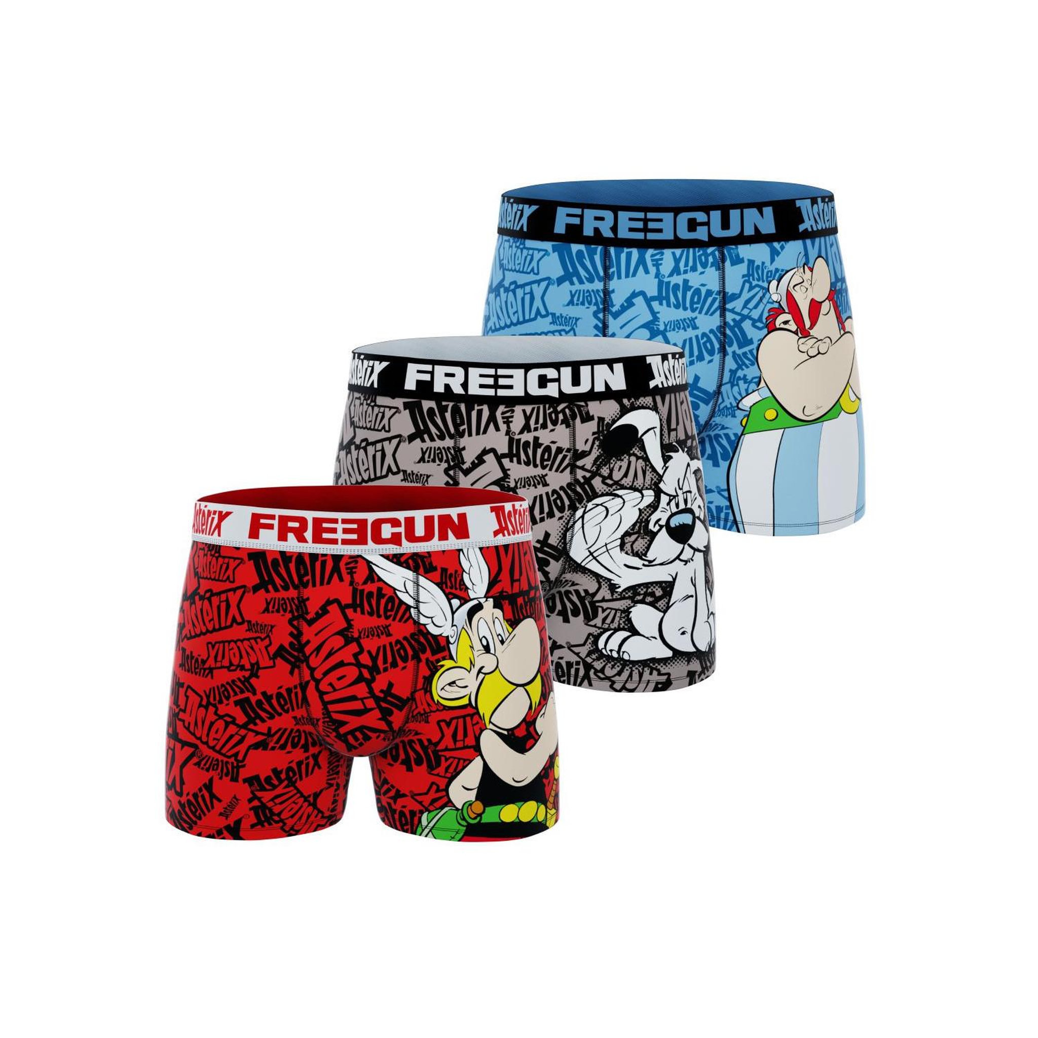 Voir la diapositive 1 : FREEGUN Lot de 3 boxers homme Asterix et Obelix