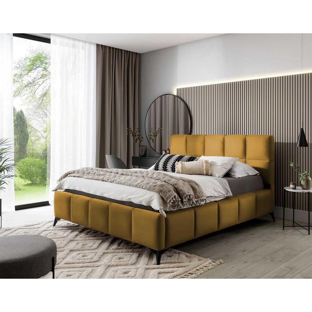 BEST MOBILIER Millie - lit coffre - 180x200 cm - sommier inclus - en velours