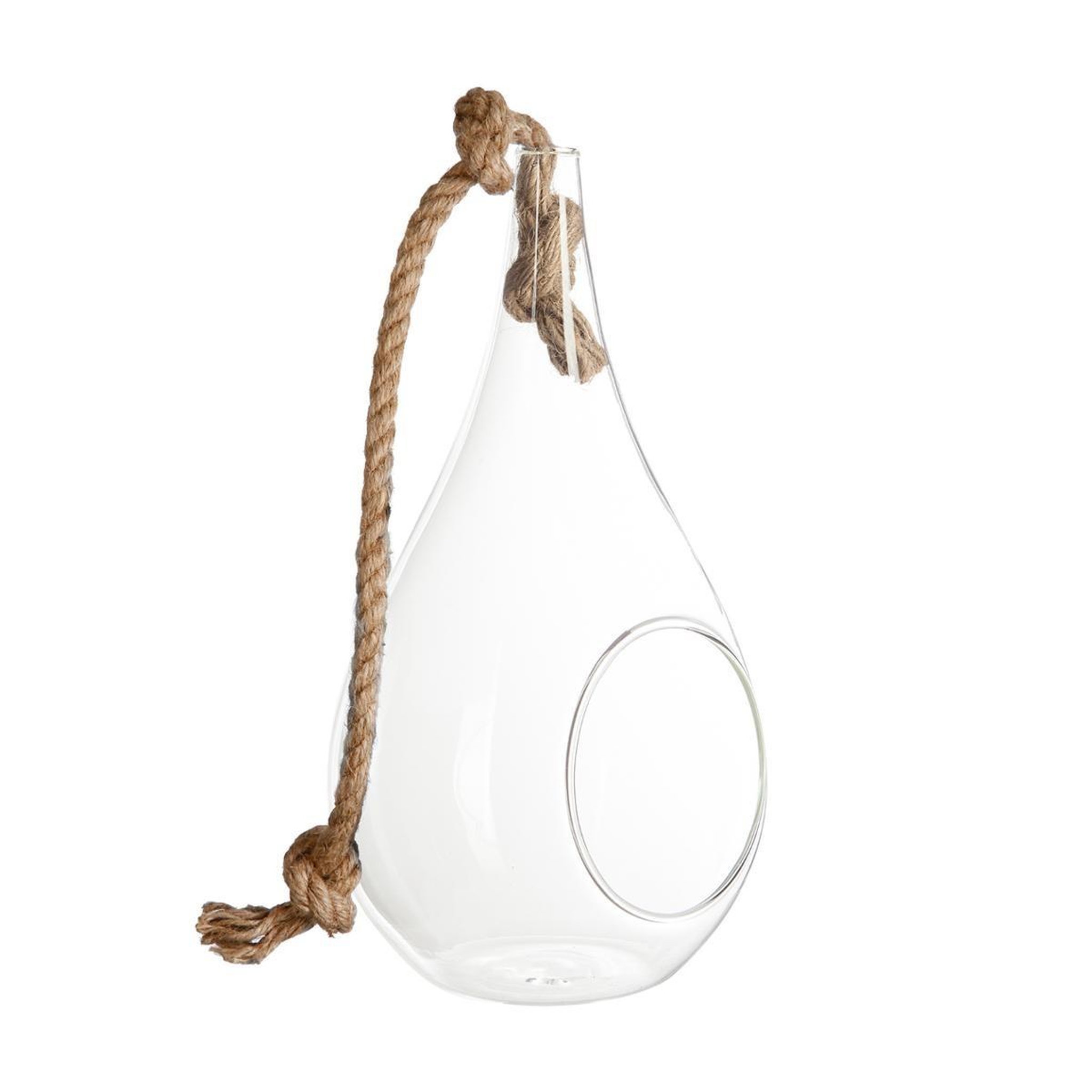 ATMOSPHERA Vase suspendu & corde  goutte  25cm transparent