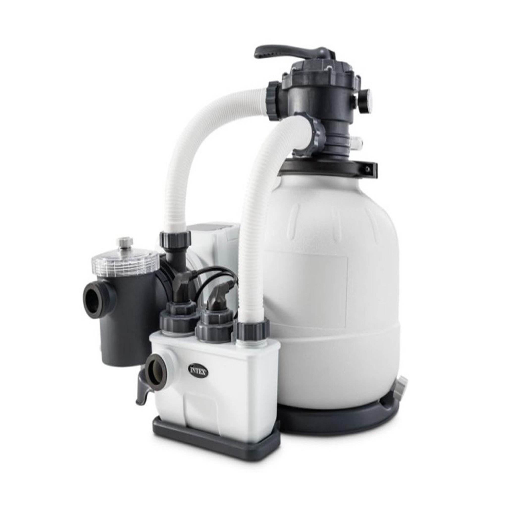 Voir la diapositive 2 : INTEX Combiné groupe de filtration à sable 6 m³/h + stérilisateur au sel QX2100 - Intex