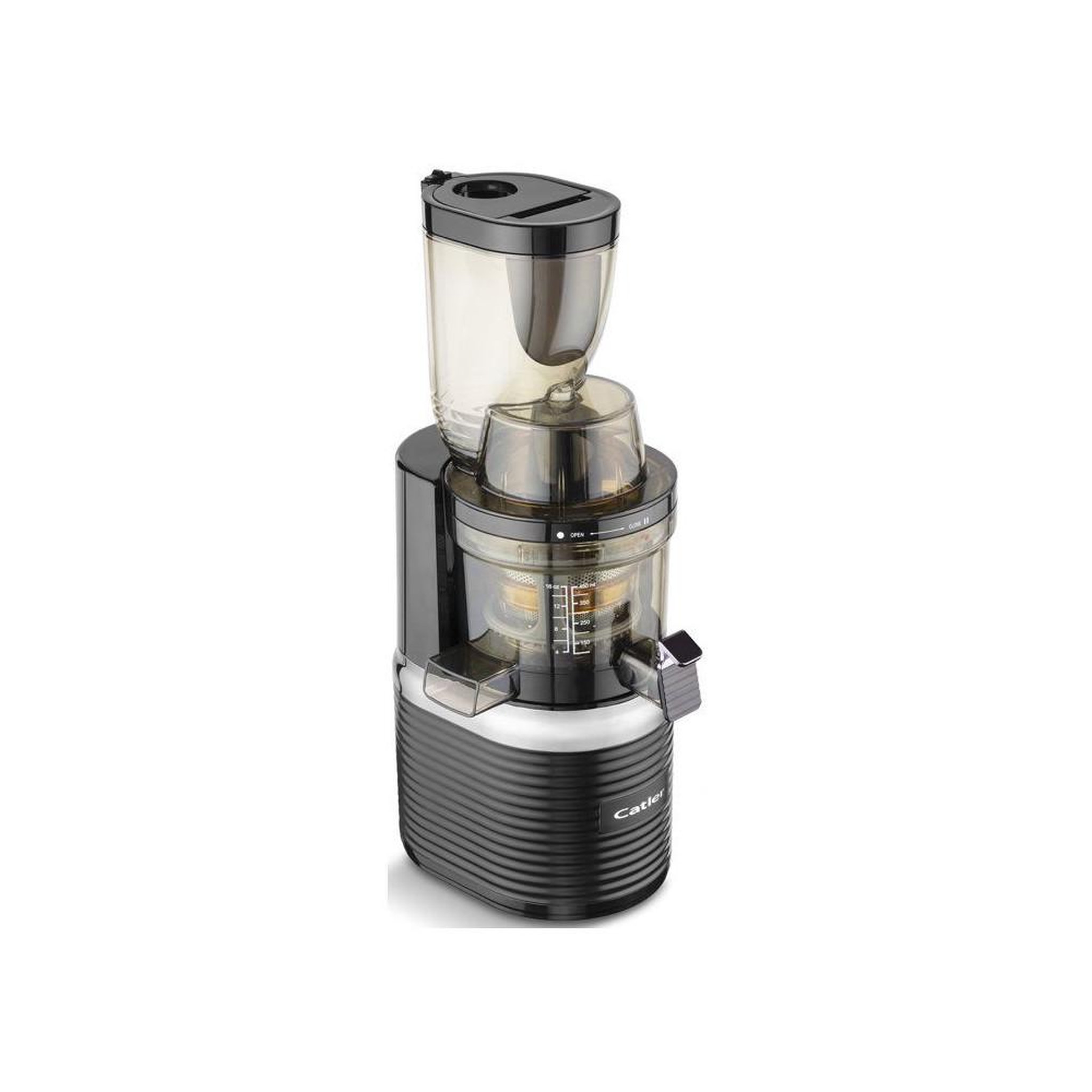 Voir la diapositive 4 : Presse-agrumes à extraction lente vertical 43 tr/min 200 W avec 3 filtres JS 8012, noir et argent