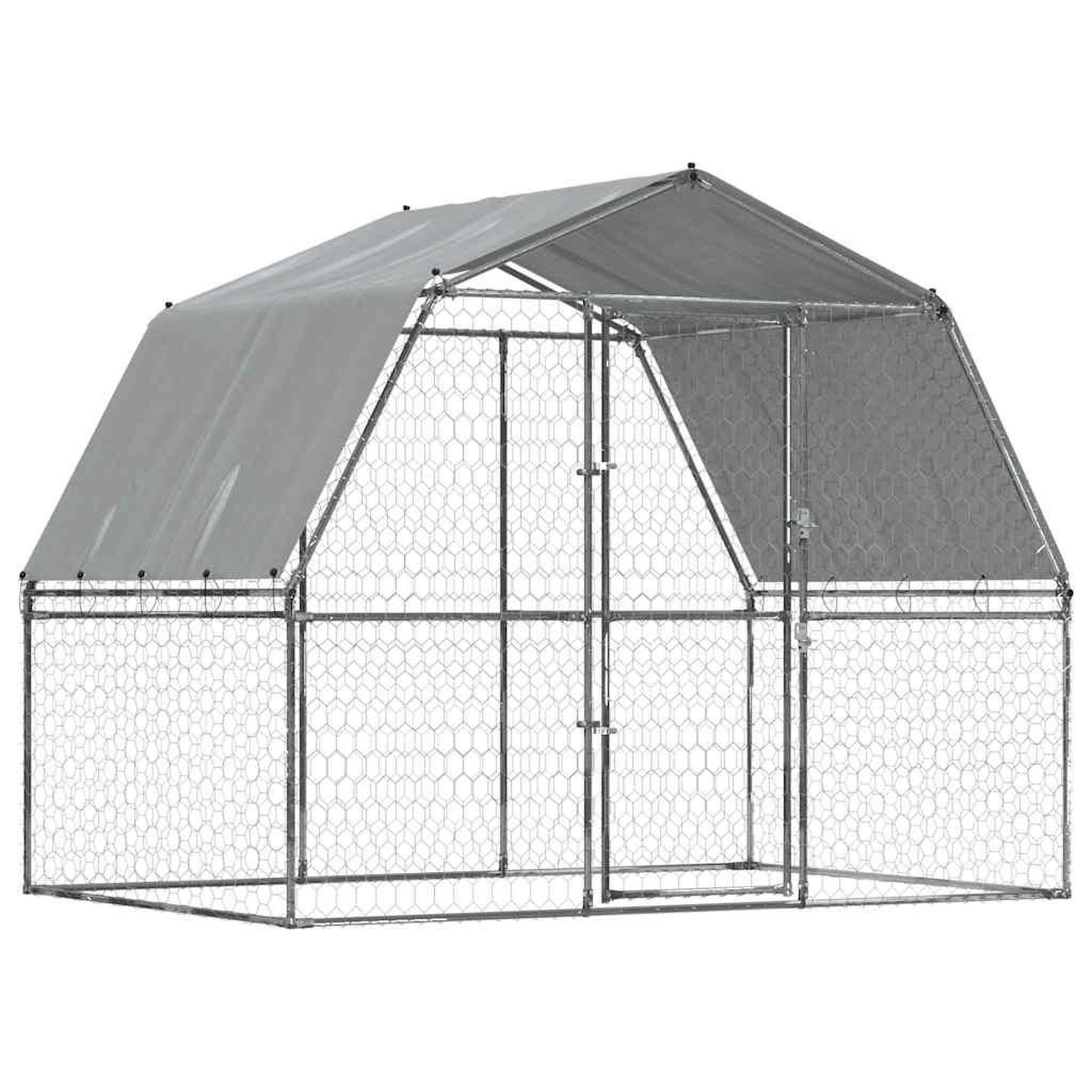 Voir la diapositive 2 : VIDAXL Cage pour chiens avec toit et porte argente acier galvanise