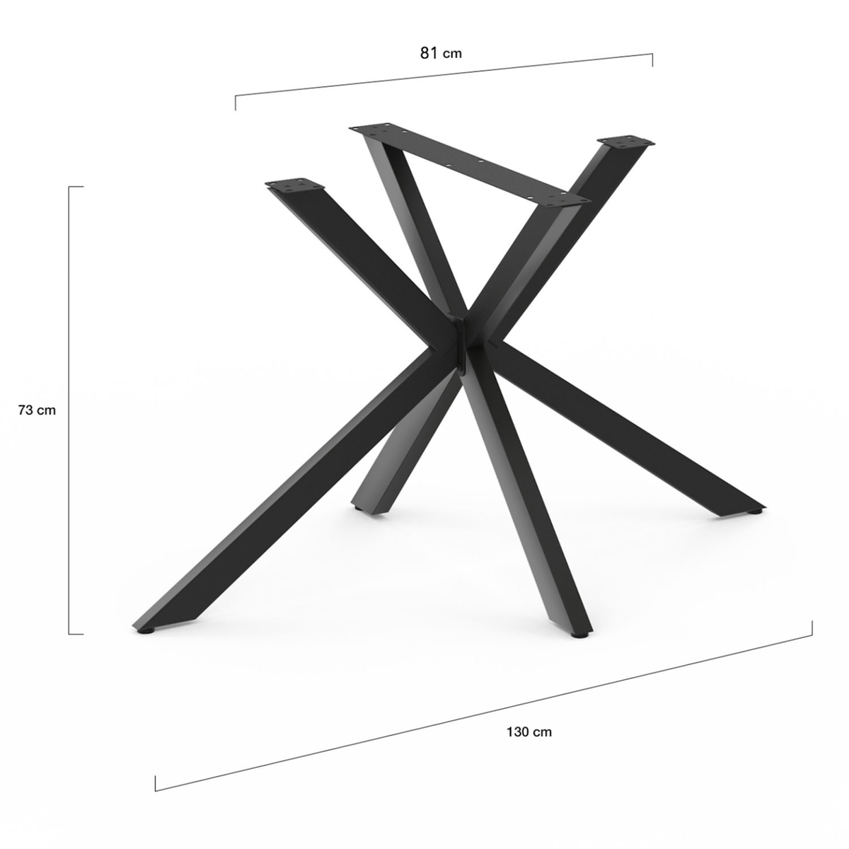 ID MARKET Pied de table araignée ALIX 130 cm métal noir design industriel