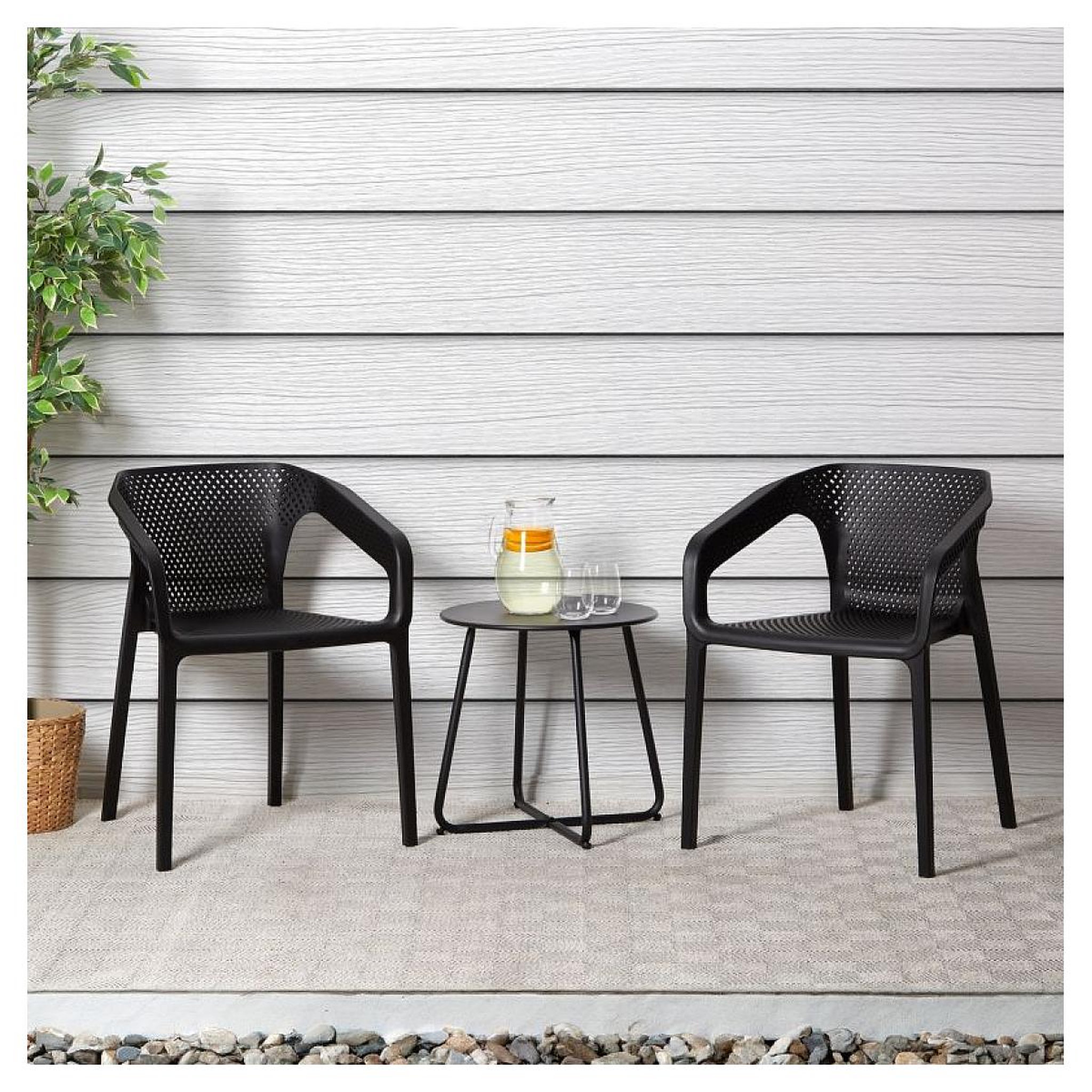 Voir la diapositive 2 : HomeStyle4U Lot de 4 chaises jardin en noir