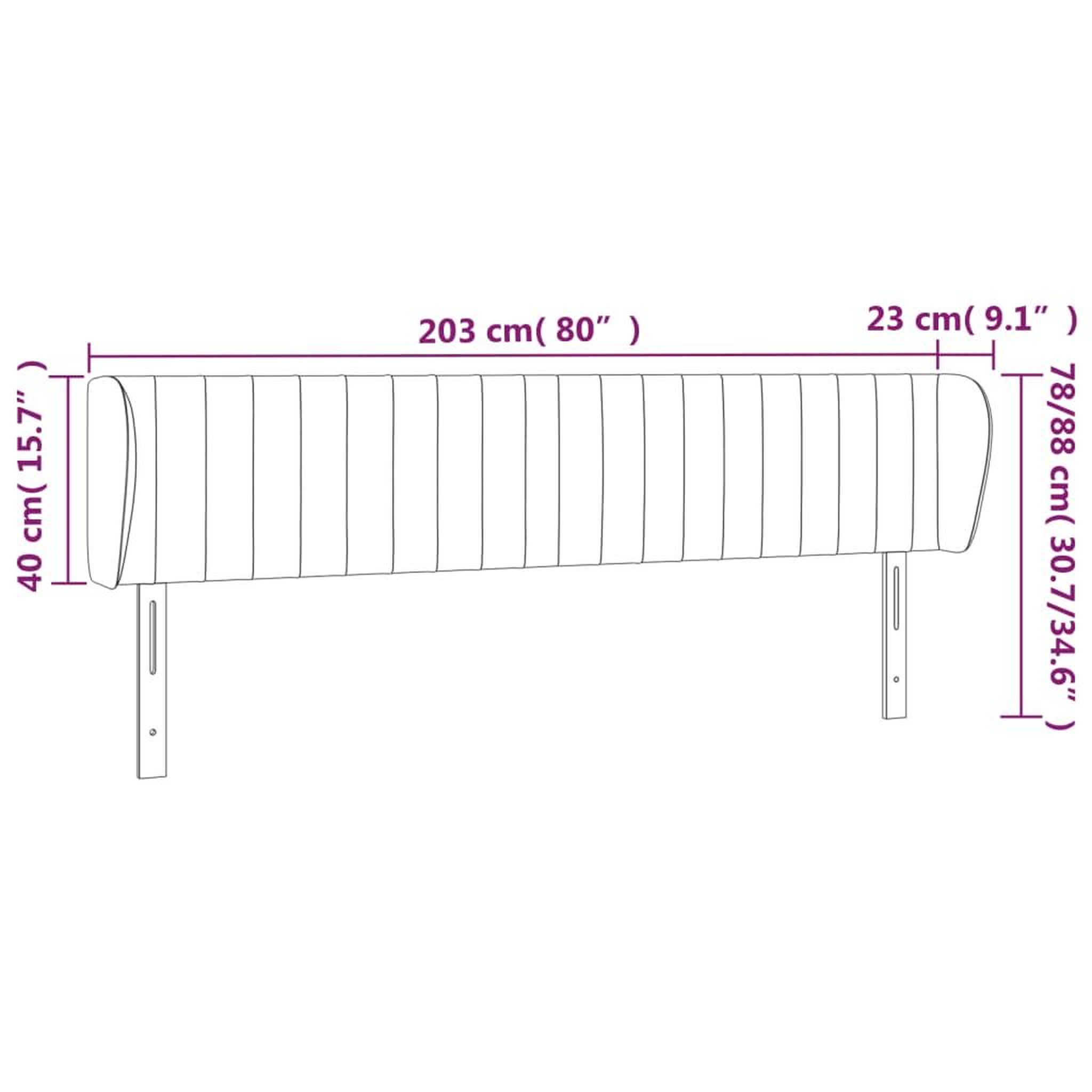 Voir la diapositive 6 : VIDAXL Tete de lit avec oreilles Gris clair 203x23x78/88 cm Tissu