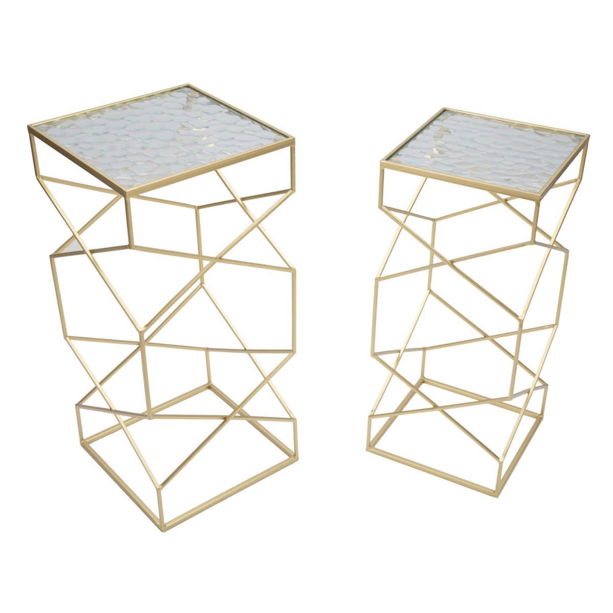 Voir la diapositive 2 : Paris Prix Lot de 2 tables d'appoint design  glassy  68cm or