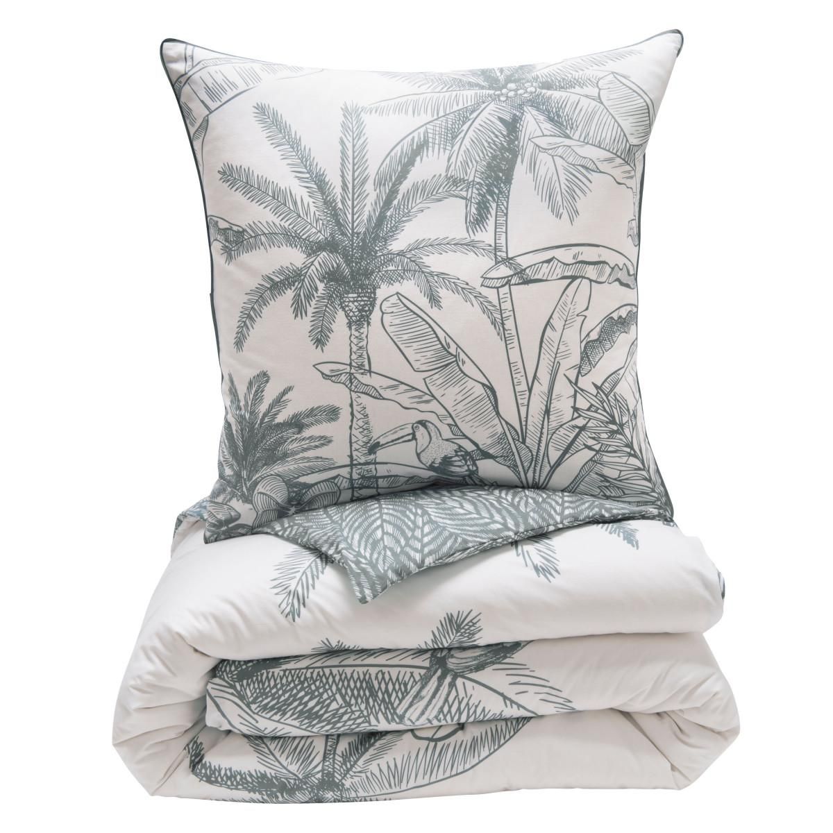 FUTURE HOME Parure de lit 2 personnes végétal réversible en coton