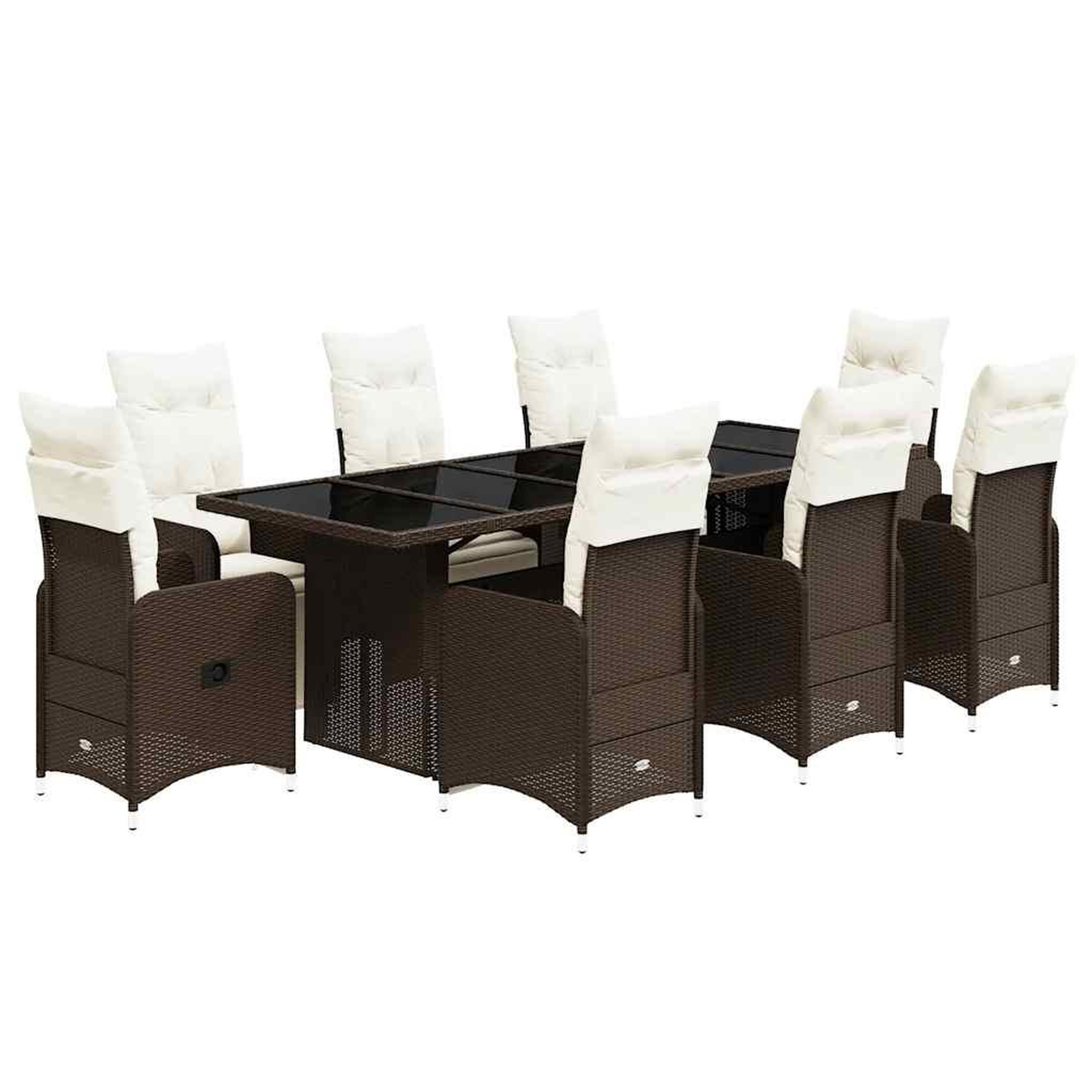 Voir la diapositive 2 : VIDAXL Ensemble de bistro de jardin 9 pcs coussins marron poly rotin