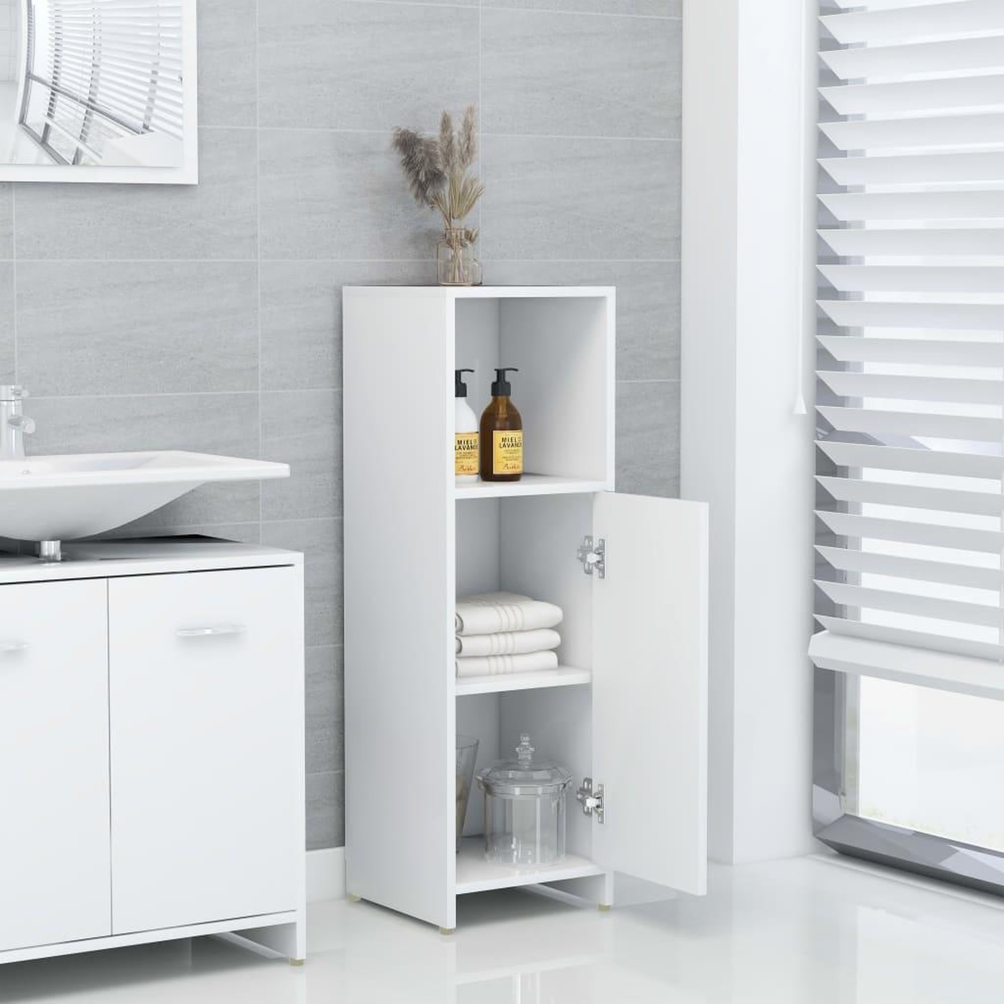 Voir la diapositive 3 : VIDAXL Armoire de salle de bain Blanc 30x30x95 cm Bois d'ingenierie