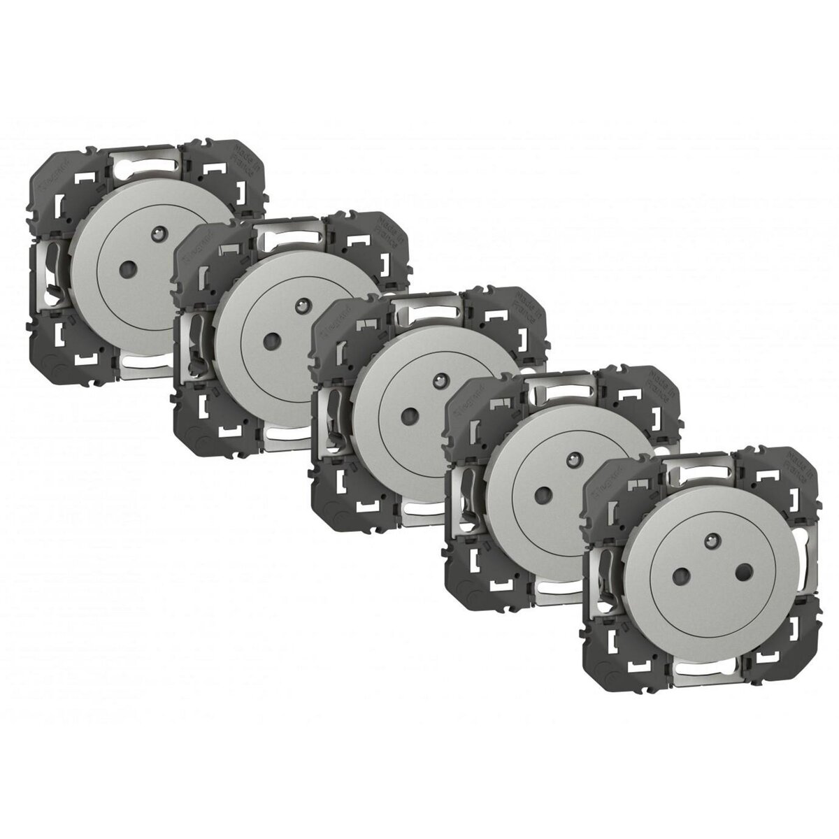 Legrand Lot de 5 prises avec terre Dooxie, LEGRAND, aluminium