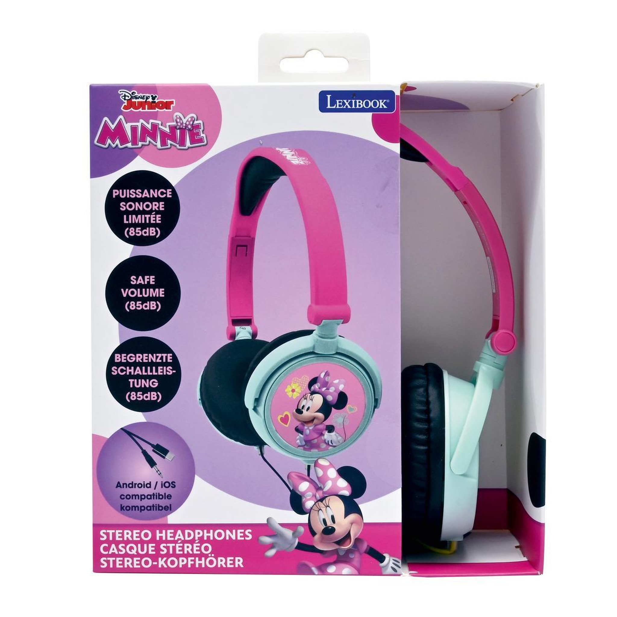 Voir la diapositive 5 : Lexibook Casque stéréo filaire pliable Minnie Mouse avec limitation de volume d'écoute