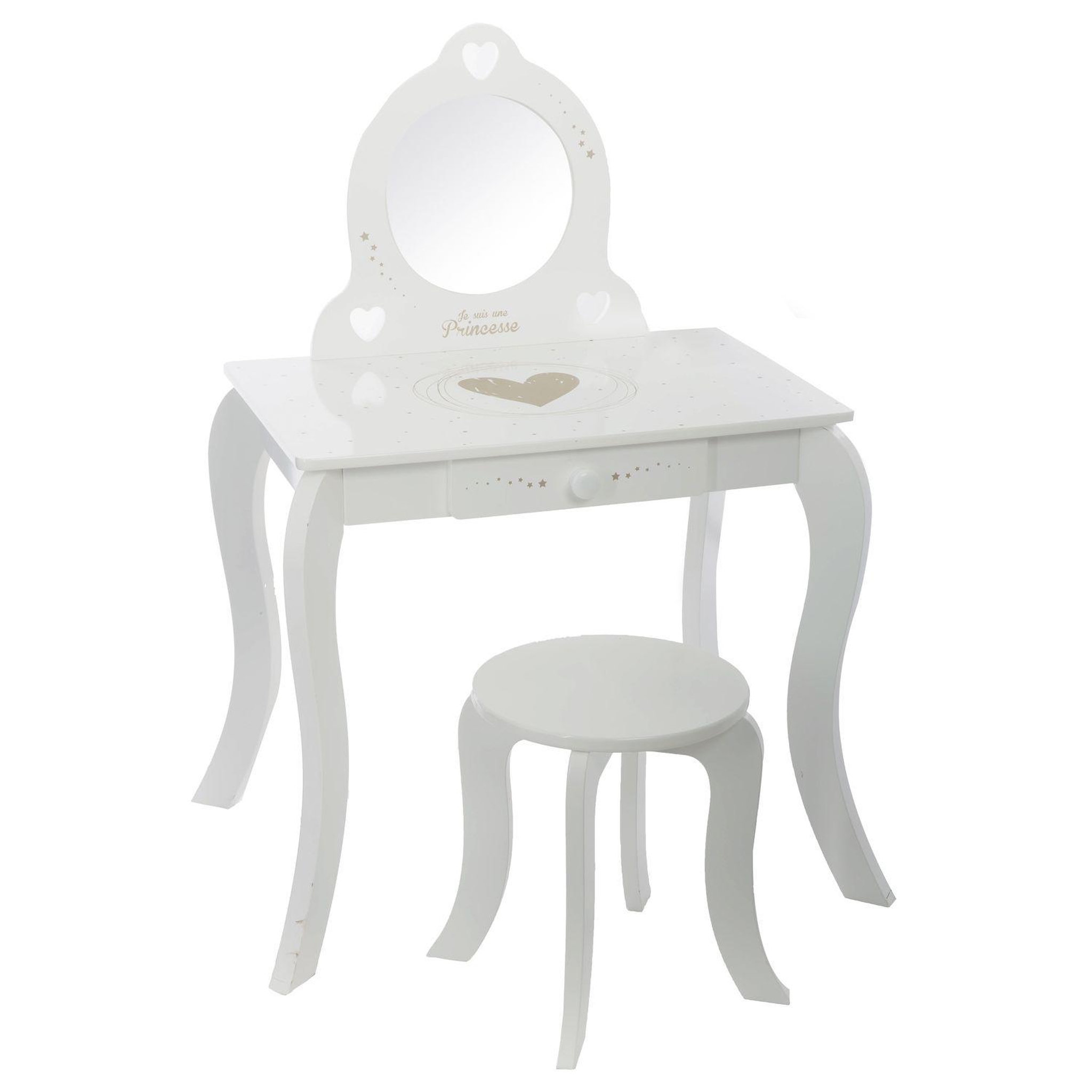 Voir la diapositive 1 : Atmosphera Kids Coiffeuse enfant avec tabouret demoiselle - blanc