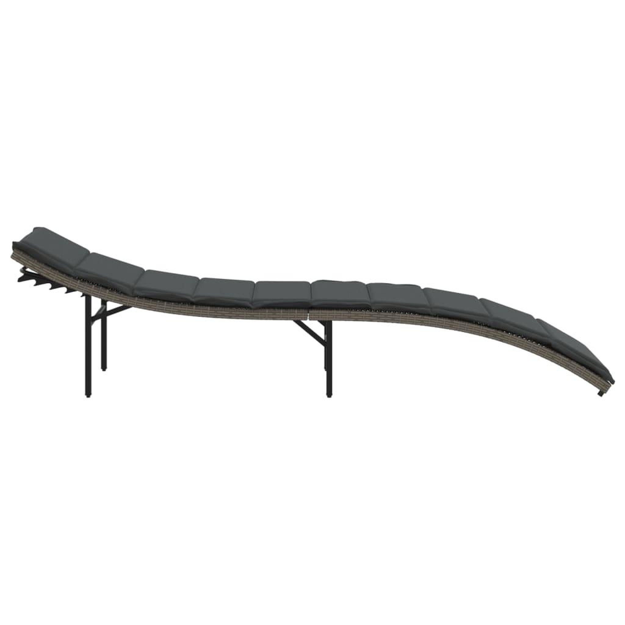 Voir la diapositive 5 : VIDAXL Chaise longue avec coussin gris 55x199x50 cm resine tressee