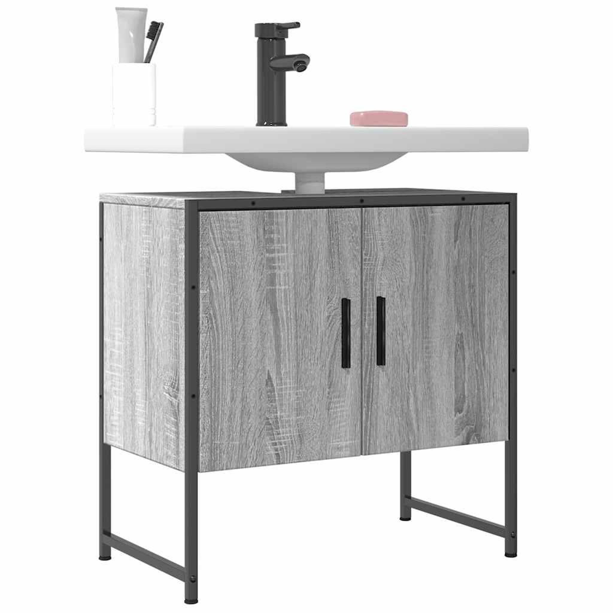 VIDAXL Armoire lavabo de salle de bain sonoma gris 60x33x60 cm