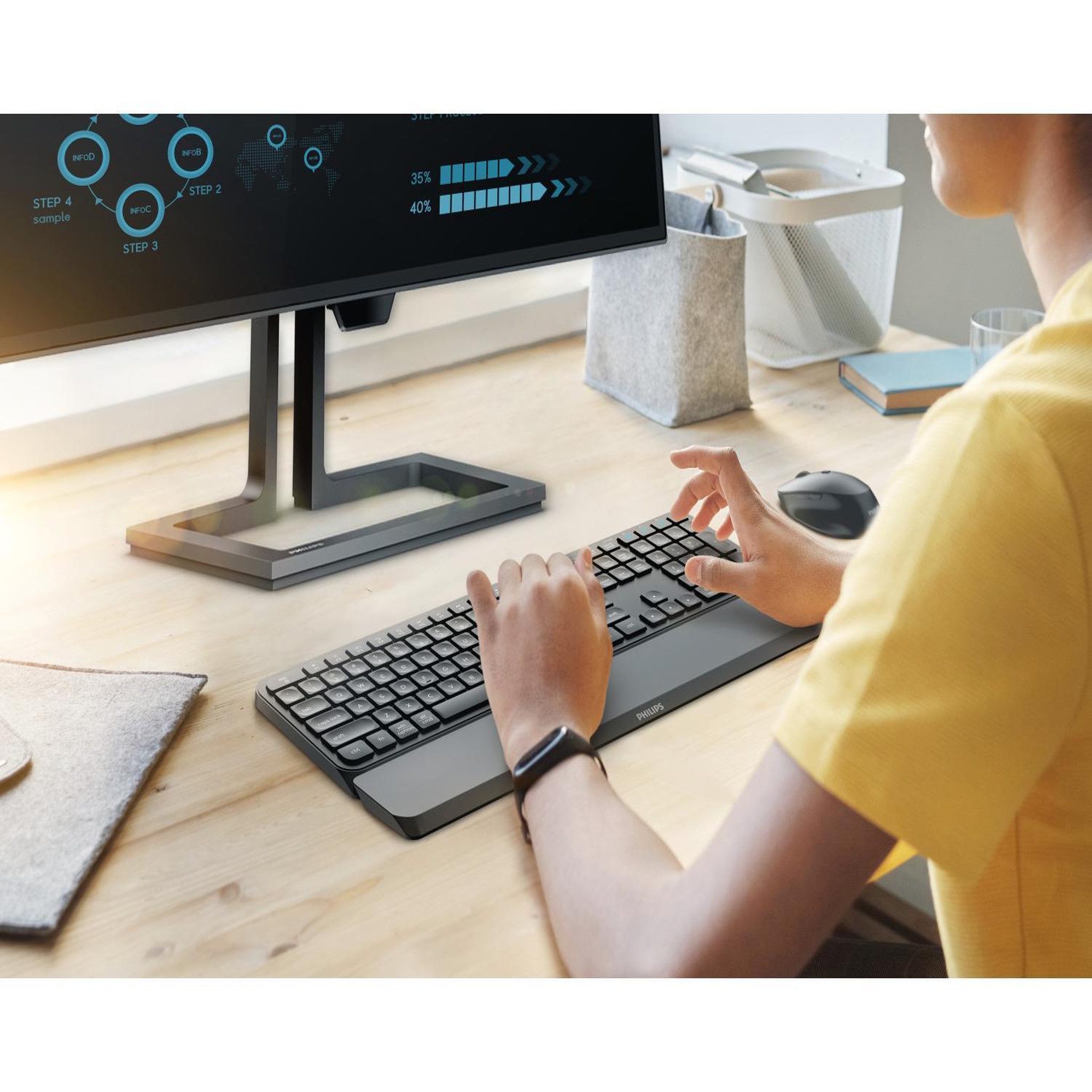Voir la diapositive 3 : Philips Philips 6000 series spt6607b/34 clavier souris incluse maison rf sans fil + bluetooth noir